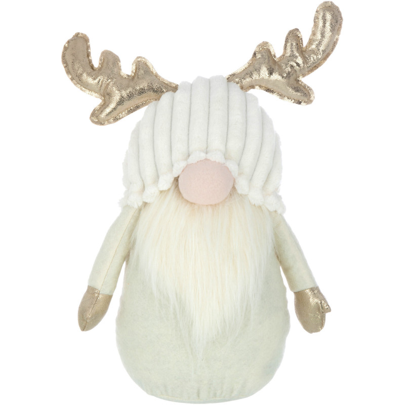 Décoration de Noël Père Noël avec bois 40 cm en Polyester Beige - 1