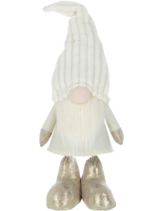 Décoration de Noël XL Lutin debout 60 cm en Polyester Blanc Beige - 1