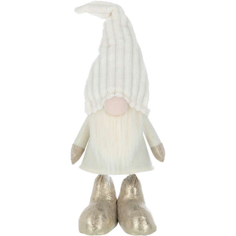 Décoration de Noël XL Lutin debout 60 cm en Polyester Blanc Beige - 1