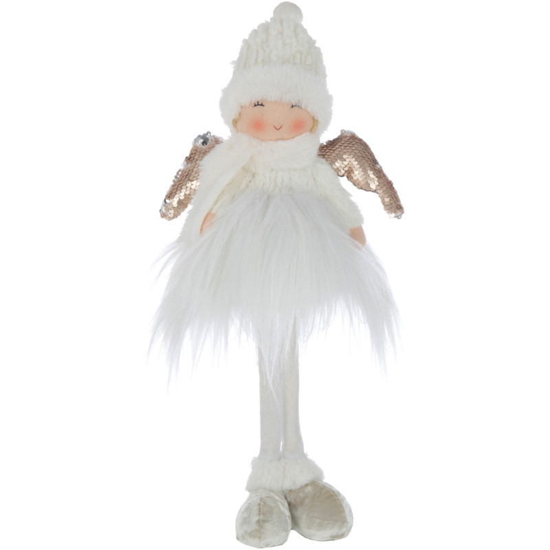 Décoration de Noël Ange avec bonnet 40 cm en Polyester Blanc Doré - 1