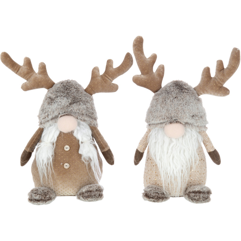 Décoration de Noël Lutin avec bois 35 cm en Polyester Gris Marron (Lot de 2) - 1