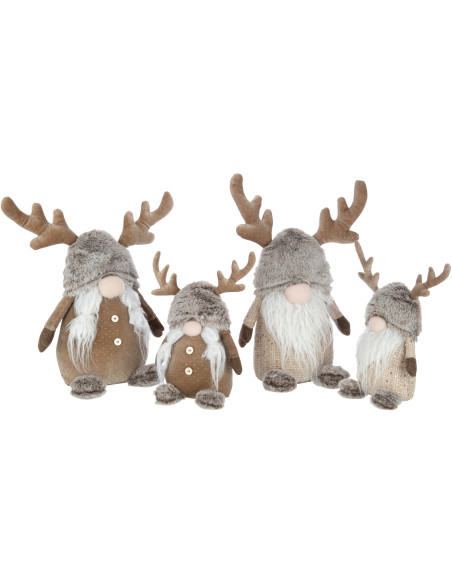 Décoration de Noël Lutin avec bois 35 cm en Polyester Gris Marron (Lot de 2) - 2