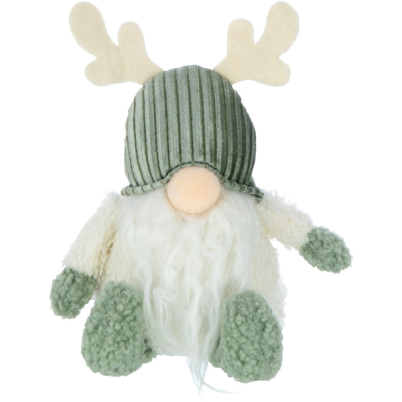Décoration de Noël Lutin avec bois 20 cm en Polyester Vert Beige - 1