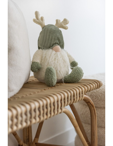 Décoration de Noël Lutin avec bois 20 cm en Polyester Vert Beige - 2