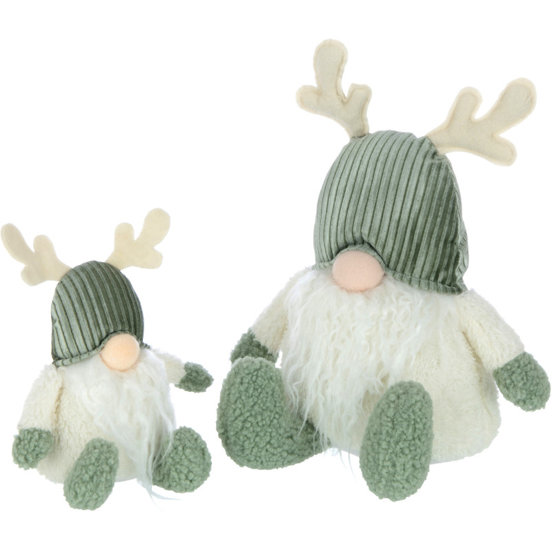 Décoration de Noël Lutin avec bois 45 cm en Polyester Vert Beige - 3