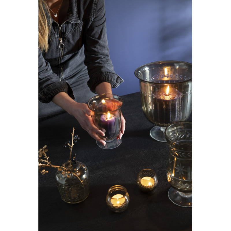 Vase Amphore Roman Hauteur 15 cm en Verre Gris Sur Pied - 5