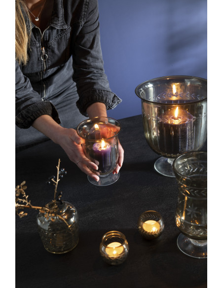 Vase Amphore Roman Hauteur 15 cm en Verre Gris Sur Pied - 5