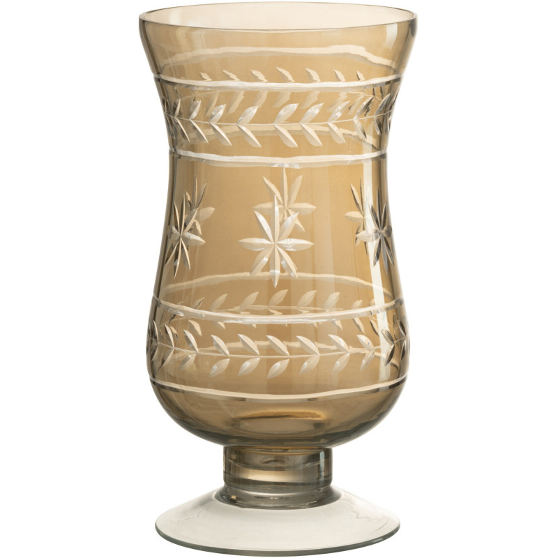 Vase Amphore Roman Hauteur 20 cm en Verre Gris Sur Pied - 1