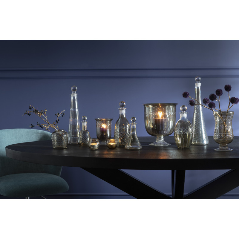 Vase Amphore Roman Hauteur 20 cm en Verre Gris Sur Pied - 5