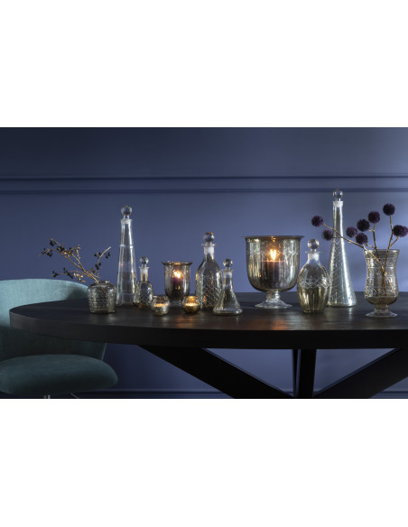 Vase Amphore Roman Hauteur 20 cm en Verre Gris Sur Pied - 5