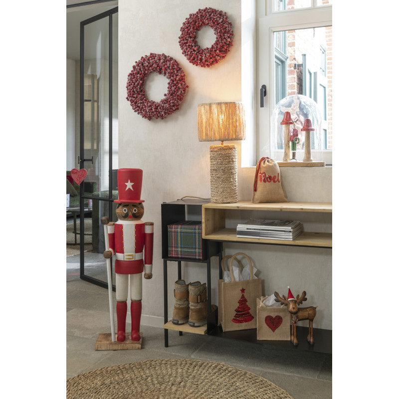 Décoration de Noël Élan avec bonnet 15 cm en Métal Marron Rouge - 2