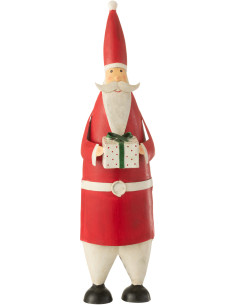 Statue déco Père Noël Kringle en Métal Rouge Blanc - 1