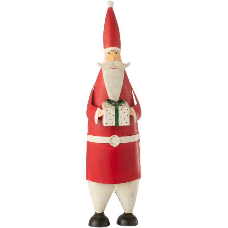 Statue déco Père Noël Kringle en Métal Rouge Blanc - 1
