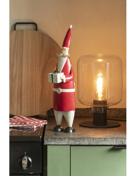 Statue déco Père Noël Kringle en Métal Rouge Blanc - 2