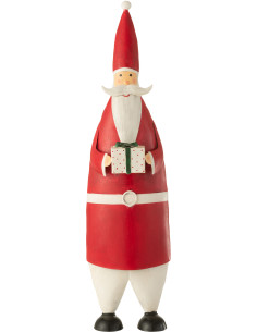 Statue déco XL Père Noël Kringle en Métal Rouge Blanc - 1