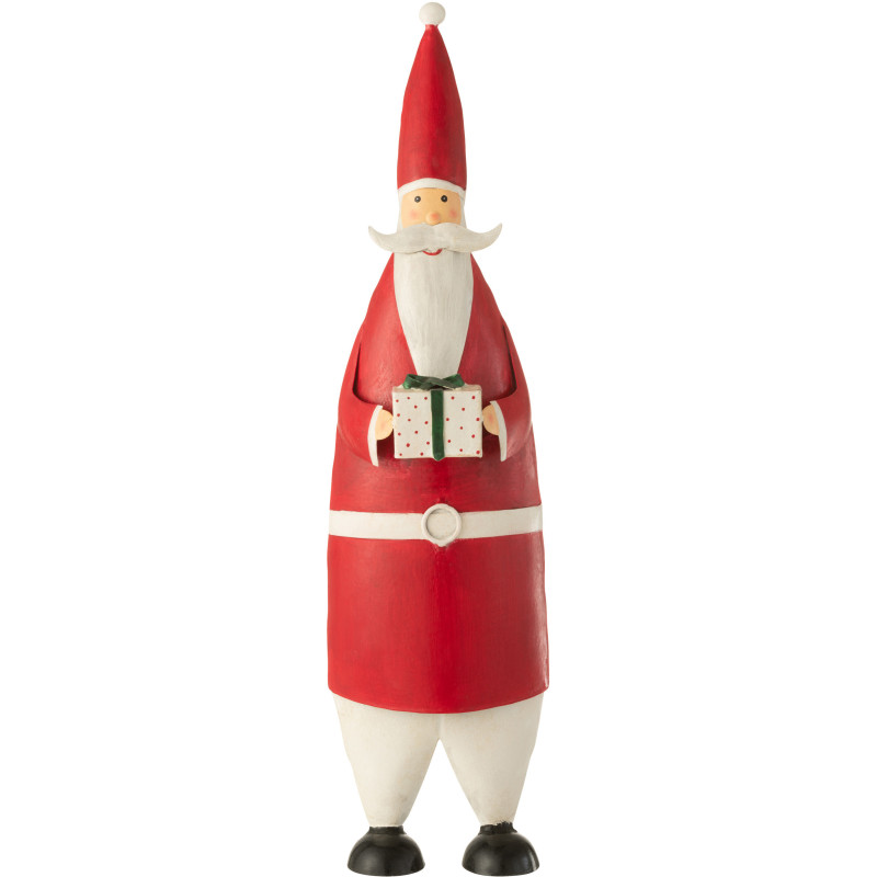 Statue déco XL Père Noël Kringle en Métal Rouge Blanc - 1