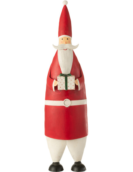 Statue déco XL Père Noël Kringle en Métal Rouge Blanc - 1