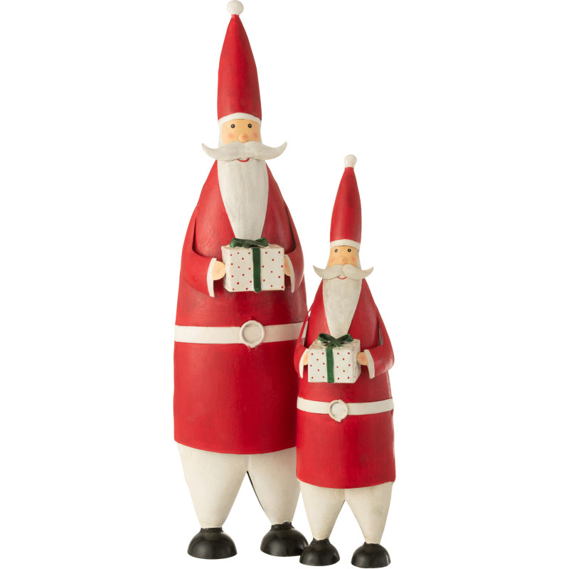 Statue déco XL Père Noël Kringle en Métal Rouge Blanc - 3