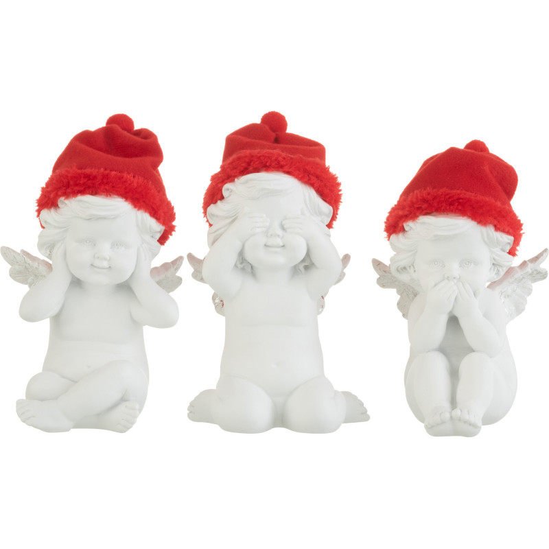 Statuette déco Anges Sagesses 15 cm en Résine Blanc Polyester Rouge (Lot de 3) - 1