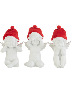 Statuette déco Anges Sagesses 20 cm en Résine Blanc Polyester Rouge (Lot de 3) - 1
