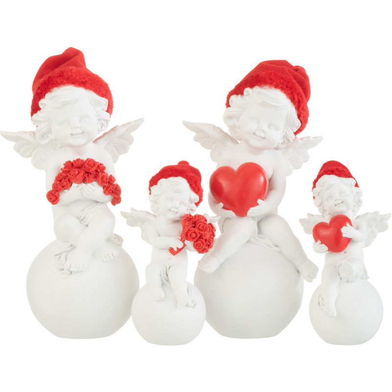 Statuette déco Ange sur boule 20 cm en Résine Blanc Polyester Rouge (Lot de 2) - 2