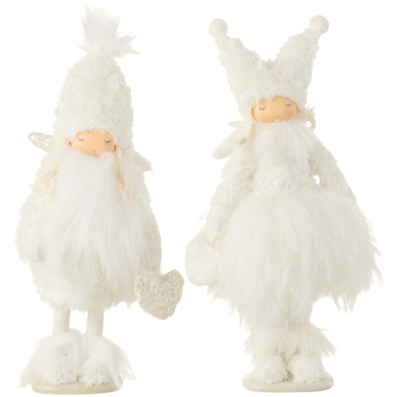 Décoration de Noël Ange coeur 20 cm en Polyester Blanc (Lot de 2) - 1