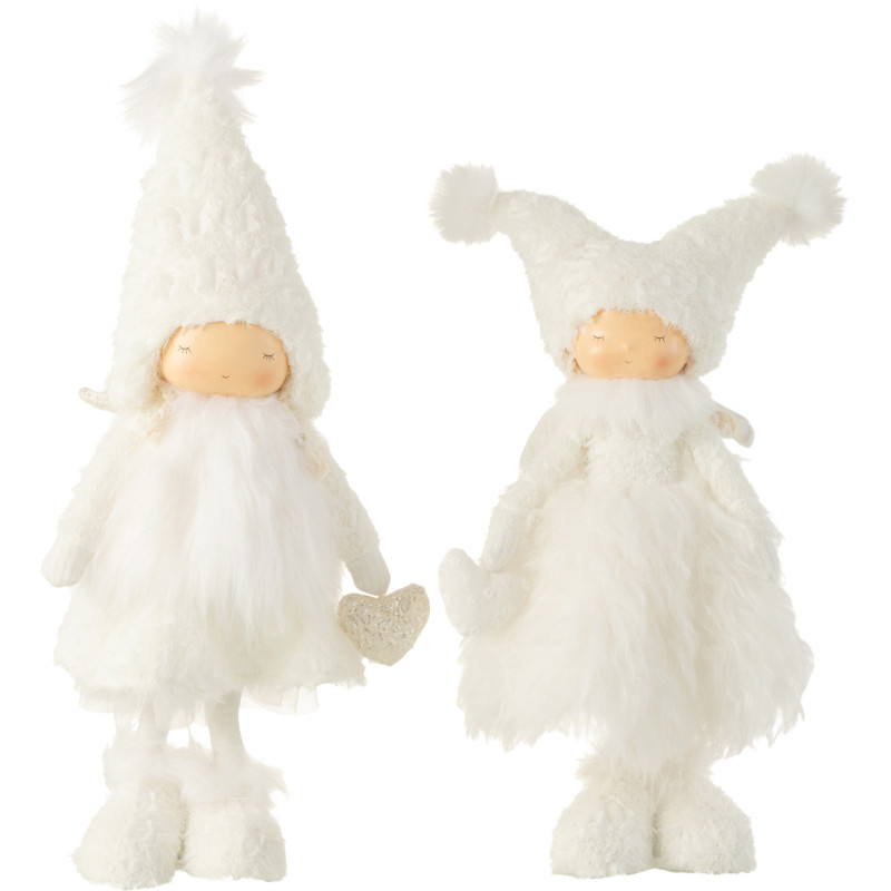 Décoration de Noël Ange coeur 50 cm en Polyester Blanc (Lot de 2) - 1