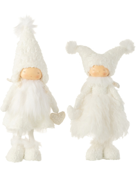 Décoration de Noël Ange coeur 50 cm en Polyester Blanc (Lot de 2) - 1