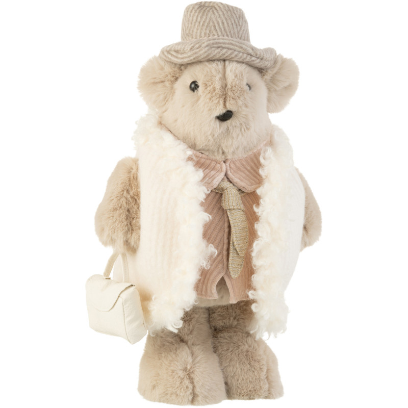 Décoration de Noël Ours avec sac 45 cm en Polyester Beige - 1