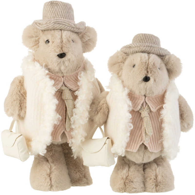 Décoration de Noël Ours avec sac 45 cm en Polyester Beige - 2
