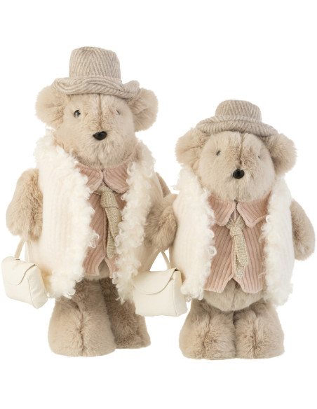 Décoration de Noël Ours avec sac 45 cm en Polyester Beige - 2