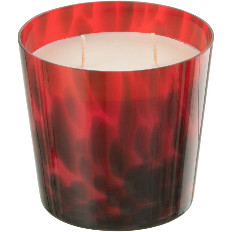 Bougie parfumée XL Boisée 50 heures Noa Parfum Bois de Santal avec photophore en Verre Rouge - 2