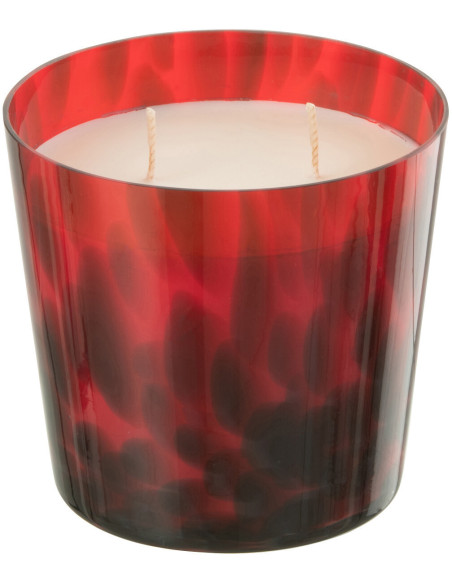 Bougie parfumée XL Boisée 50 heures Noa Parfum Bois de Santal avec photophore en Verre Rouge - 2