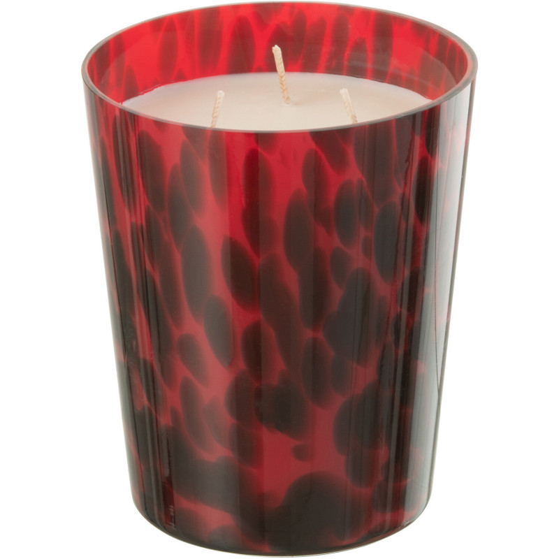 Bougie parfumée XL Boisée 68 heures Noa Parfum Bois de Santal avec photophore en Verre Rouge - 2