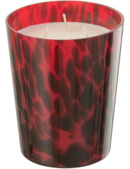 Bougie parfumée XL Boisée 68 heures Noa Parfum Bois de Santal avec photophore en Verre Rouge - 2