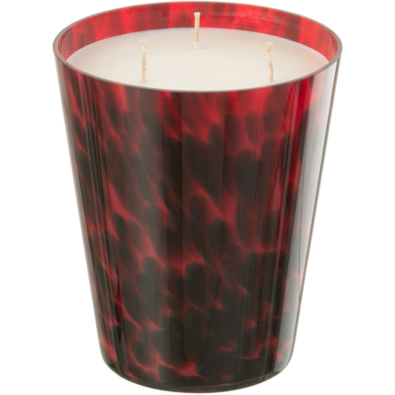 Bougie parfumée XXL Boisée 95 heures Noa Parfum Bois de Santal avec photophore en Verre Rouge - 2