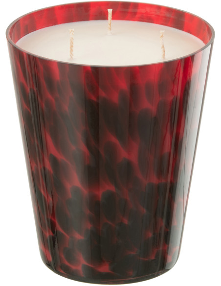 Bougie parfumée XXL Boisée 95 heures Noa Parfum Bois de Santal avec photophore en Verre Rouge - 2