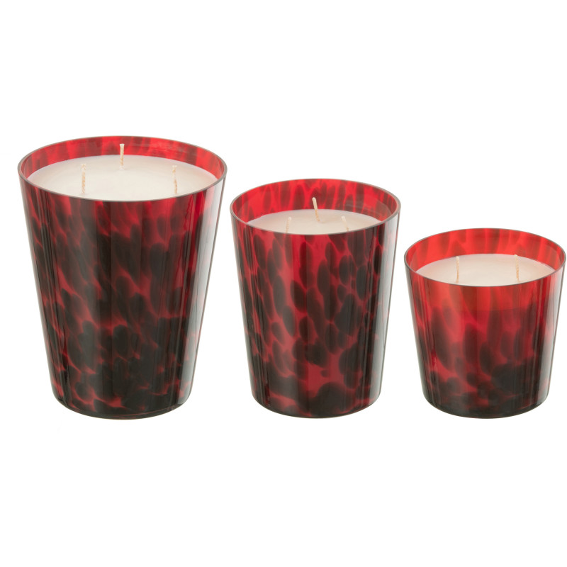 Bougie parfumée XXL Boisée 95 heures Noa Parfum Bois de Santal avec photophore en Verre Rouge - 5