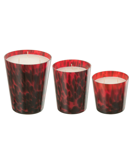 Bougie parfumée XXL Boisée 95 heures Noa Parfum Bois de Santal avec photophore en Verre Rouge - 5