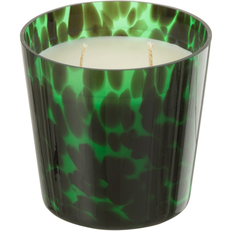 Bougie parfumée XL Boisée 50 heures Noa Parfum Bois de Santal avec photophore en Verre Vert - 2