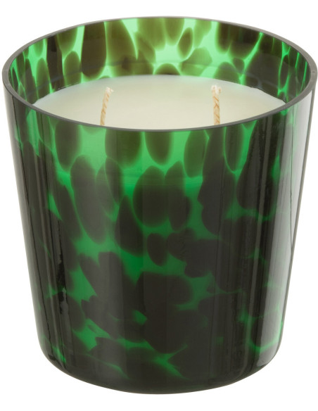 Bougie parfumée XL Boisée 50 heures Noa Parfum Bois de Santal avec photophore en Verre Vert - 2