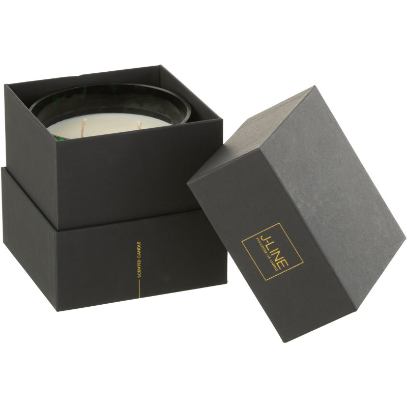 Bougie parfumée XL Boisée 50 heures Noa Parfum Bois de Santal avec photophore en Verre Vert - 4