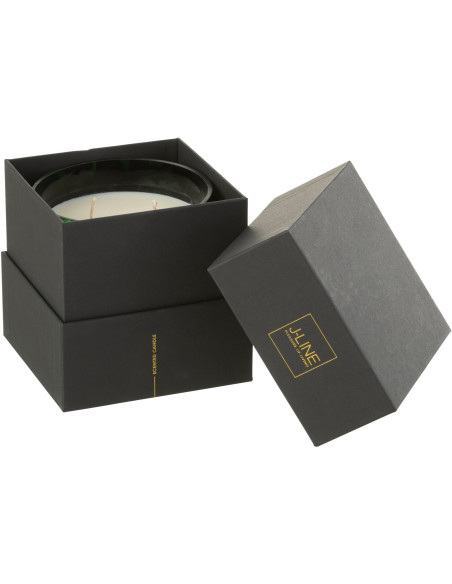 Bougie parfumée XL Boisée 50 heures Noa Parfum Bois de Santal avec photophore en Verre Vert - 4