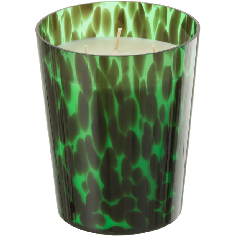 Bougie parfumée XL Boisée 68 heures Noa Parfum Bois de Santal avec photophore en Verre Vert - 2
