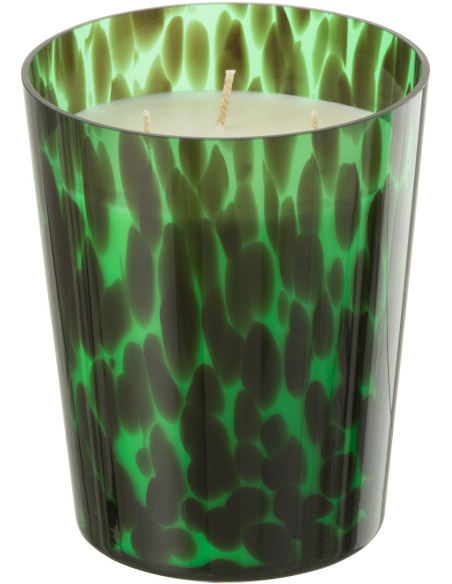 Bougie parfumée XL Boisée 68 heures Noa Parfum Bois de Santal avec photophore en Verre Vert - 2