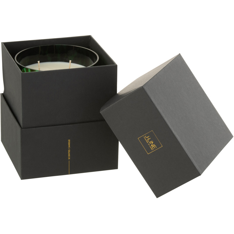 Bougie parfumée XL Boisée 68 heures Noa Parfum Bois de Santal avec photophore en Verre Vert - 4