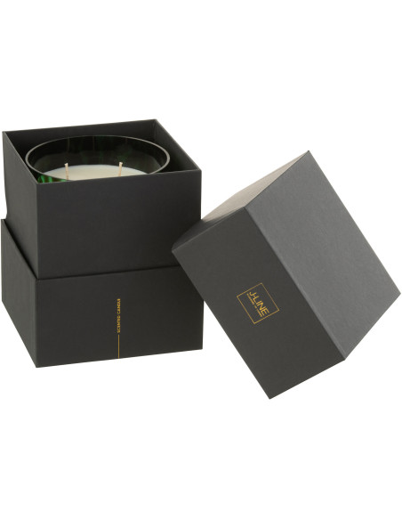 Bougie parfumée XL Boisée 68 heures Noa Parfum Bois de Santal avec photophore en Verre Vert - 4