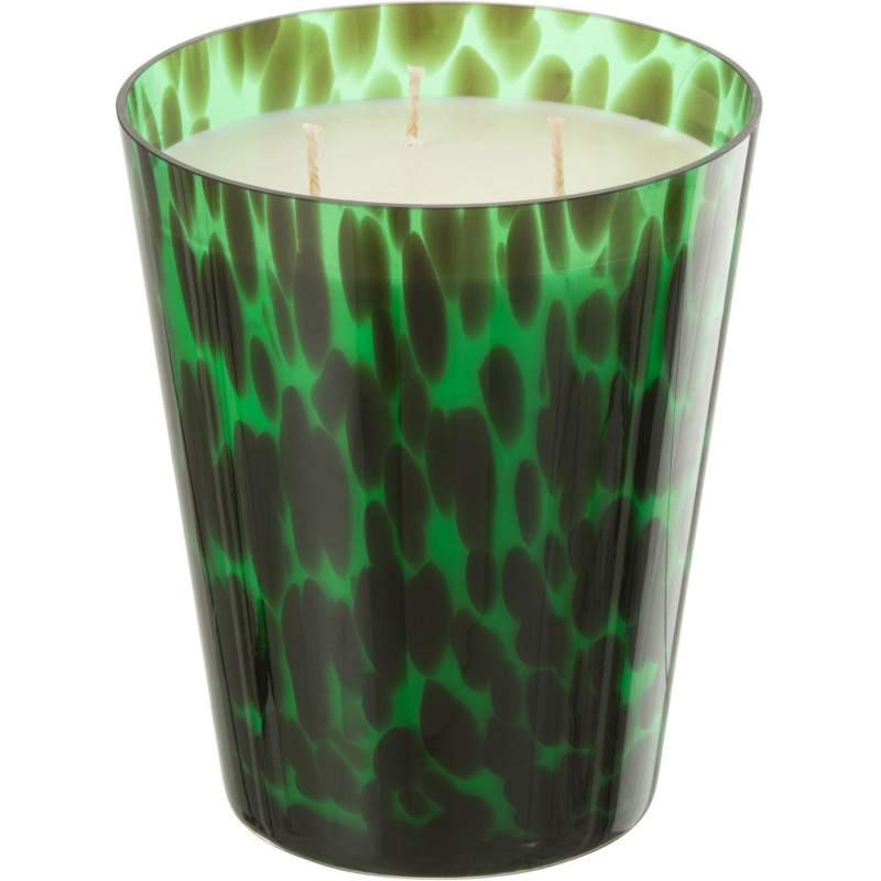 Bougie parfumée XXL Boisée 95 heures Noa Parfum Bois de Santal avec photophore en Verre Vert - 2