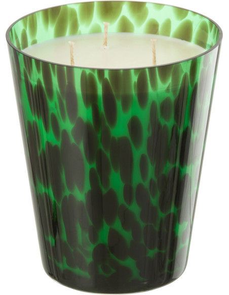 Bougie parfumée XXL Boisée 95 heures Noa Parfum Bois de Santal avec photophore en Verre Vert - 2