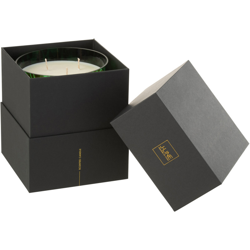 Bougie parfumée XXL Boisée 95 heures Noa Parfum Bois de Santal avec photophore en Verre Vert - 4